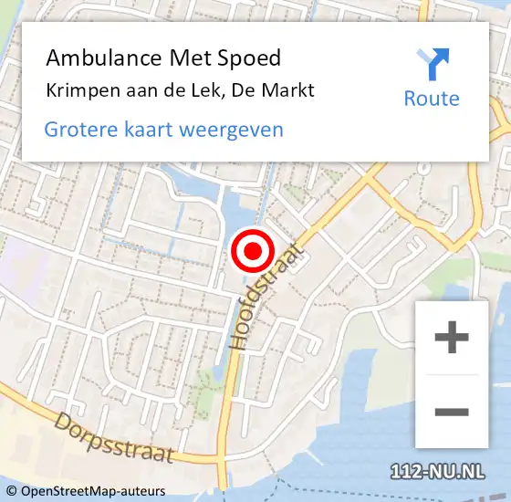 Locatie op kaart van de 112 melding: Ambulance Met Spoed Naar Krimpen aan de Lek, De Markt op 21 mei 2024 02:22