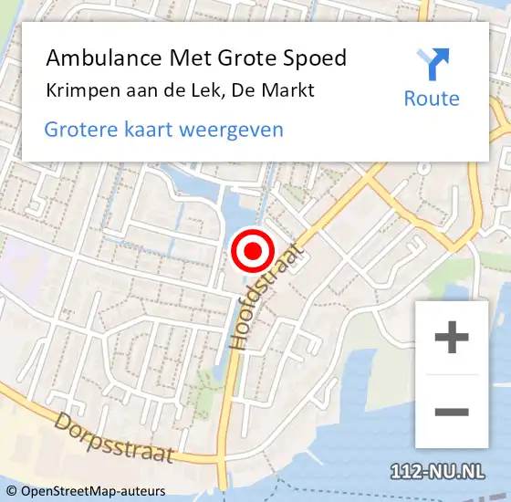 Locatie op kaart van de 112 melding: Ambulance Met Grote Spoed Naar Krimpen aan de Lek, De Markt op 21 mei 2024 02:27