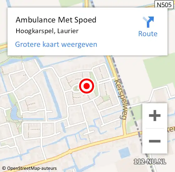 Locatie op kaart van de 112 melding: Ambulance Met Spoed Naar Hoogkarspel, Laurier op 21 mei 2024 03:07