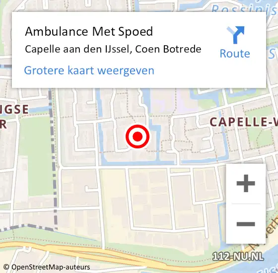 Locatie op kaart van de 112 melding: Ambulance Met Spoed Naar Capelle aan den IJssel, Coen Botrede op 21 mei 2024 03:11