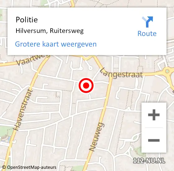 Locatie op kaart van de 112 melding: Politie Hilversum, Ruitersweg op 21 mei 2024 03:17