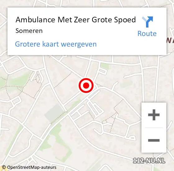 Locatie op kaart van de 112 melding: Ambulance Met Zeer Grote Spoed Naar Someren op 21 mei 2024 03:20