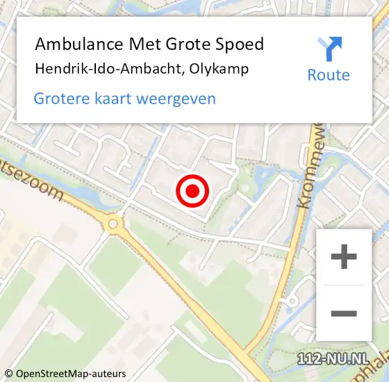 Locatie op kaart van de 112 melding: Ambulance Met Grote Spoed Naar Hendrik-Ido-Ambacht, Olykamp op 21 mei 2024 04:18