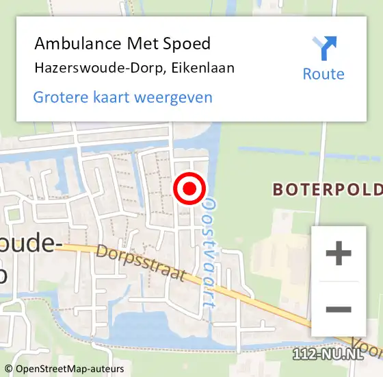 Locatie op kaart van de 112 melding: Ambulance Met Spoed Naar Hazerswoude-Dorp, Eikenlaan op 21 mei 2024 04:36