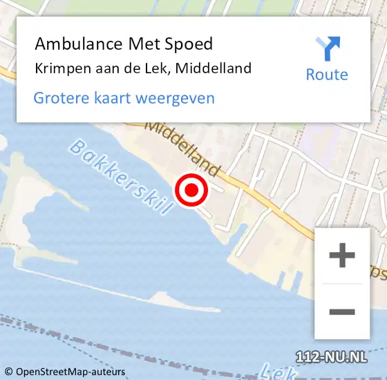 Locatie op kaart van de 112 melding: Ambulance Met Spoed Naar Krimpen aan de Lek, Middelland op 21 mei 2024 04:45