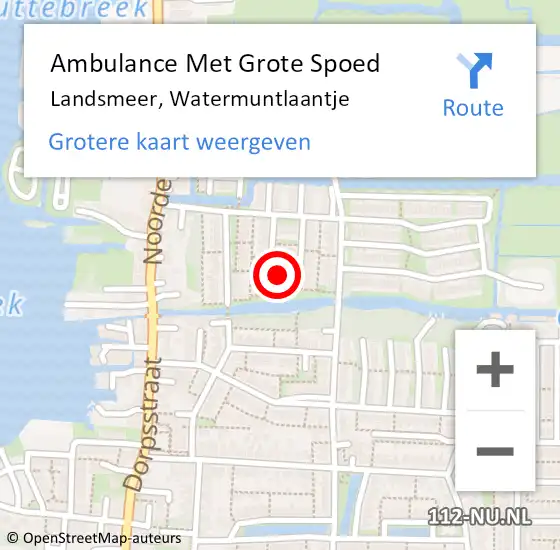 Locatie op kaart van de 112 melding: Ambulance Met Grote Spoed Naar Landsmeer, Watermuntlaantje op 21 mei 2024 05:11
