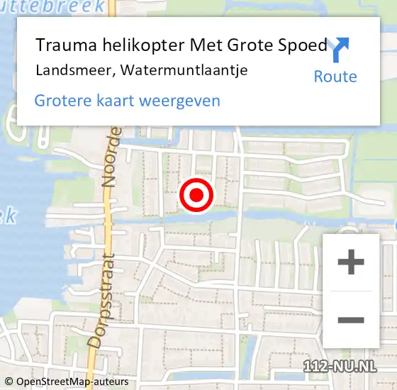 Locatie op kaart van de 112 melding: Trauma helikopter Met Grote Spoed Naar Landsmeer, Watermuntlaantje op 21 mei 2024 05:35