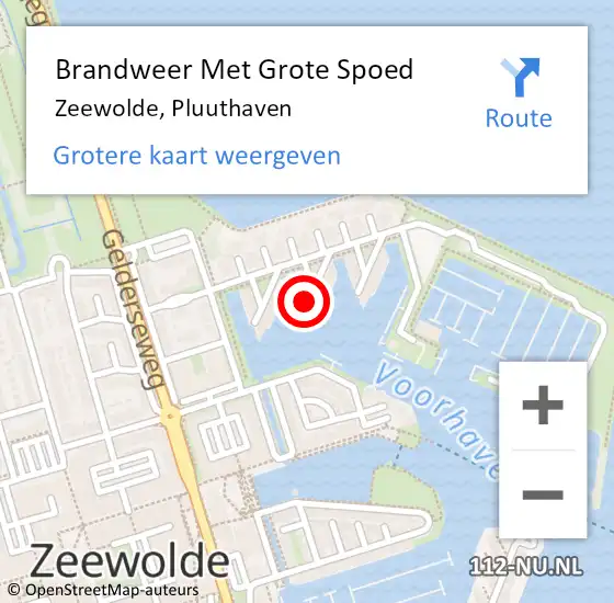 Locatie op kaart van de 112 melding: Brandweer Met Grote Spoed Naar Zeewolde, Pluuthaven op 21 mei 2024 06:15