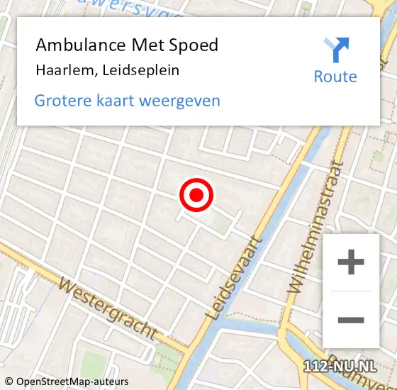 Locatie op kaart van de 112 melding: Ambulance Met Spoed Naar Haarlem, Leidseplein op 21 mei 2024 07:36