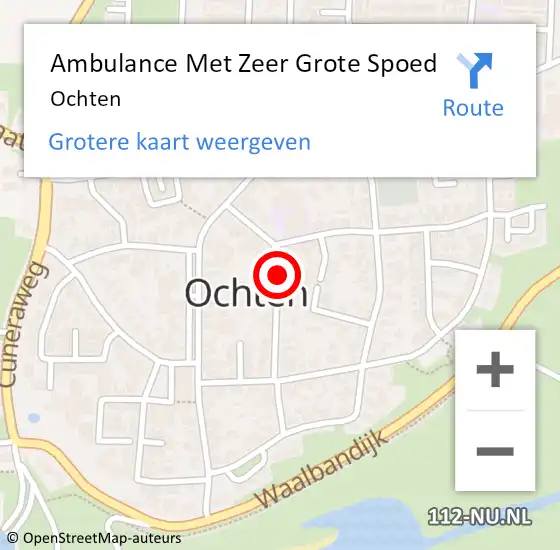 Locatie op kaart van de 112 melding: Ambulance Met Zeer Grote Spoed Naar Ochten op 21 mei 2024 07:41