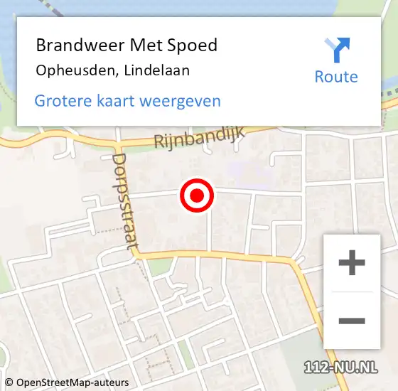 Locatie op kaart van de 112 melding: Brandweer Met Spoed Naar Opheusden, Lindelaan op 21 mei 2024 07:46