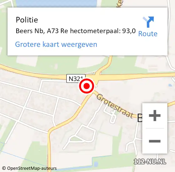 Locatie op kaart van de 112 melding: Politie Beers op 21 mei 2024 08:09