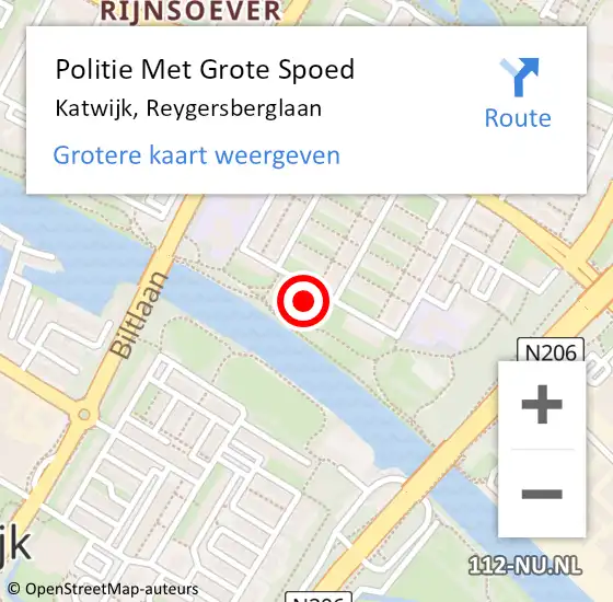 Locatie op kaart van de 112 melding: Politie Met Grote Spoed Naar Katwijk, Reygersberglaan op 21 mei 2024 08:21
