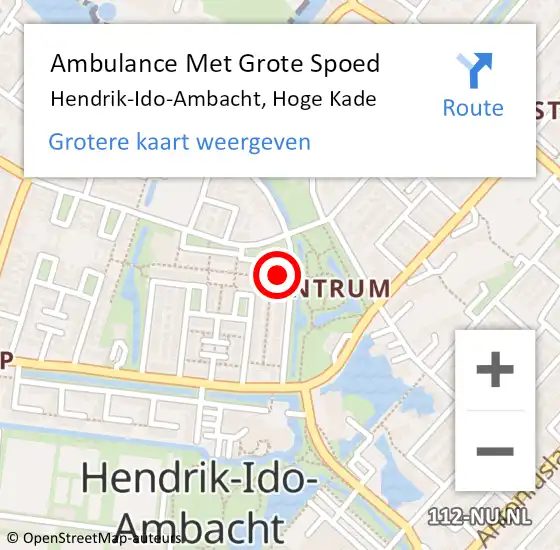 Locatie op kaart van de 112 melding: Ambulance Met Grote Spoed Naar Hendrik-Ido-Ambacht, Hoge Kade op 21 mei 2024 08:24