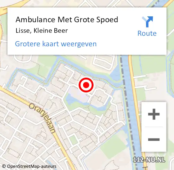 Locatie op kaart van de 112 melding: Ambulance Met Grote Spoed Naar Lisse, Kleine Beer op 21 mei 2024 08:25