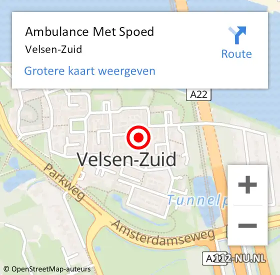 Locatie op kaart van de 112 melding: Ambulance Met Spoed Naar Velsen-Zuid op 21 mei 2024 08:25