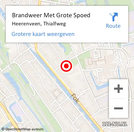 Locatie op kaart van de 112 melding: Brandweer Met Grote Spoed Naar Heerenveen, Thialfweg op 21 mei 2024 08:27