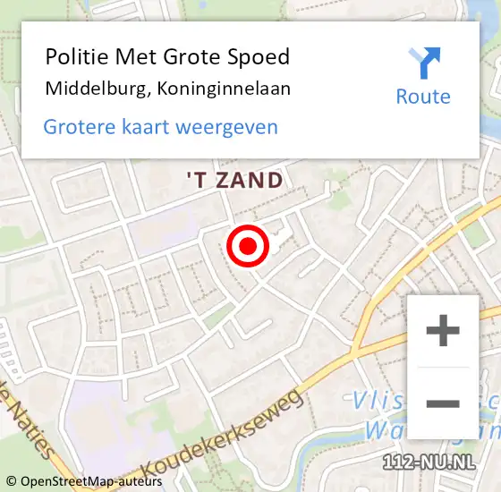 Locatie op kaart van de 112 melding: Politie Met Grote Spoed Naar Middelburg, Koninginnelaan op 21 mei 2024 08:31