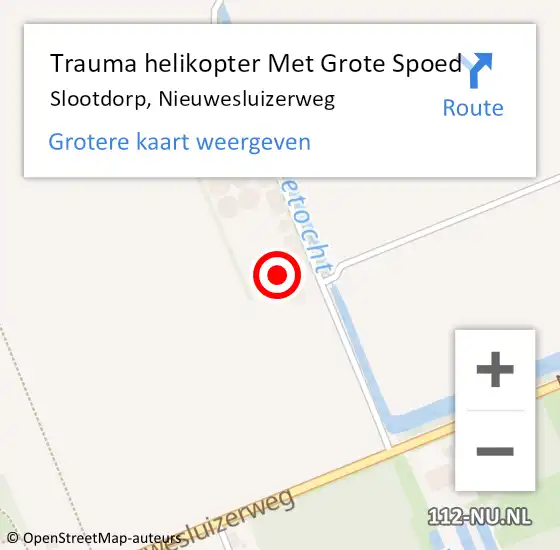 Locatie op kaart van de 112 melding: Trauma helikopter Met Grote Spoed Naar Slootdorp, Nieuwesluizerweg op 21 mei 2024 08:42