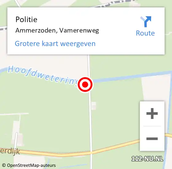 Locatie op kaart van de 112 melding: Politie Ammerzoden, Vamerenweg op 21 mei 2024 08:47