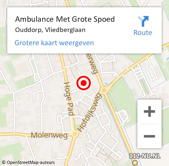 Locatie op kaart van de 112 melding: Ambulance Met Grote Spoed Naar Ouddorp, Vliedberglaan op 21 mei 2024 08:55