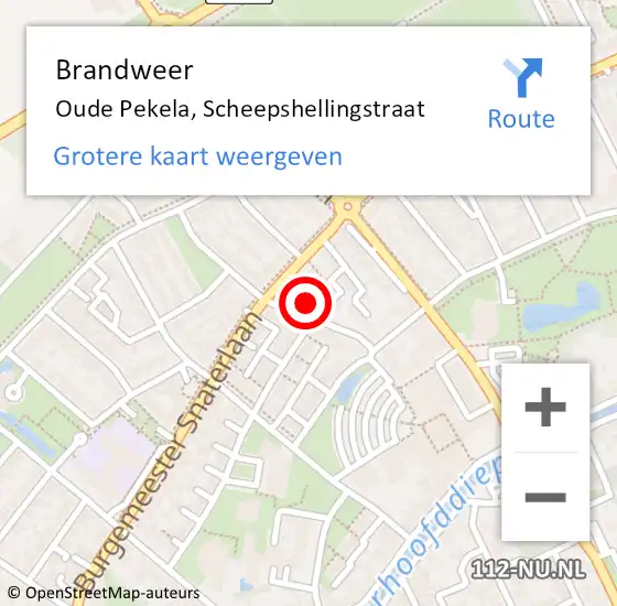 Locatie op kaart van de 112 melding: Brandweer Oude Pekela, Scheepshellingstraat op 21 mei 2024 09:00
