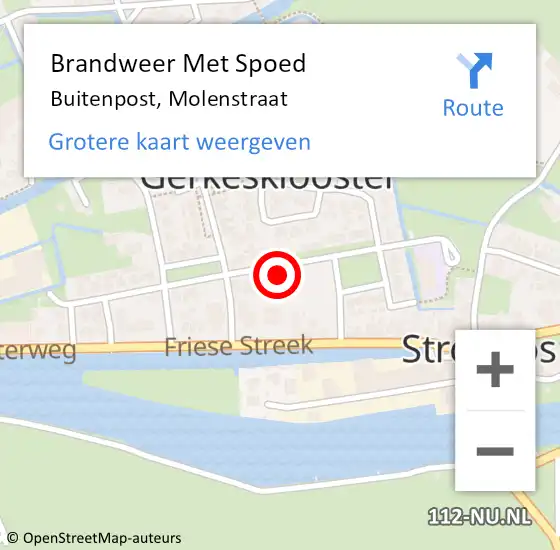 Locatie op kaart van de 112 melding: Brandweer Met Spoed Naar Buitenpost, Molenstraat op 21 mei 2024 09:12