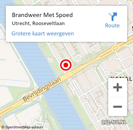 Locatie op kaart van de 112 melding: Brandweer Met Spoed Naar Utrecht, Rooseveltlaan op 21 mei 2024 09:16