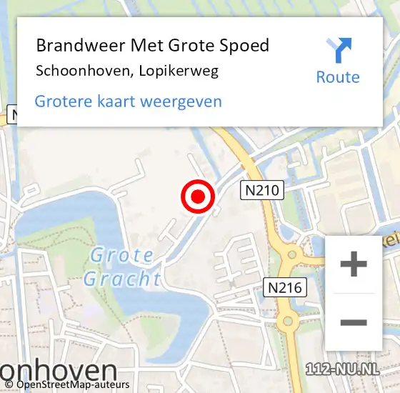 Locatie op kaart van de 112 melding: Brandweer Met Grote Spoed Naar Schoonhoven, Lopikerweg op 21 mei 2024 09:27