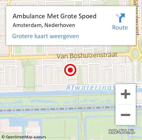 Locatie op kaart van de 112 melding: Ambulance Met Grote Spoed Naar Amsterdam, Nederhoven op 21 mei 2024 09:42