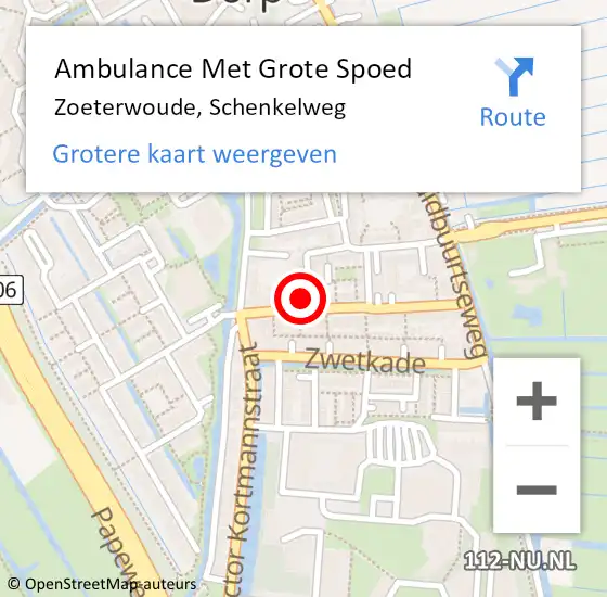 Locatie op kaart van de 112 melding: Ambulance Met Grote Spoed Naar Zoeterwoude, Schenkelweg op 21 mei 2024 09:43