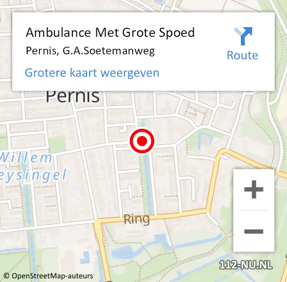 Locatie op kaart van de 112 melding: Ambulance Met Grote Spoed Naar Pernis, G.A.Soetemanweg op 21 mei 2024 09:47