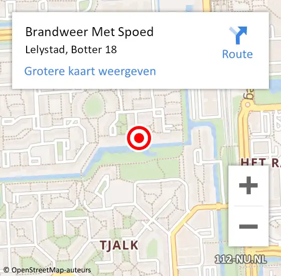 Locatie op kaart van de 112 melding: Brandweer Met Spoed Naar Lelystad, Botter 18 op 21 mei 2024 09:56