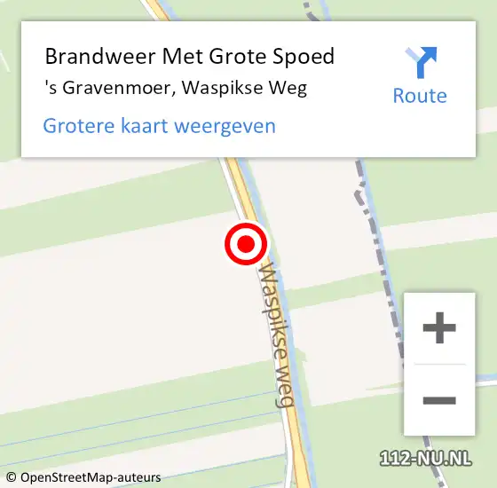 Locatie op kaart van de 112 melding: Brandweer Met Grote Spoed Naar 's Gravenmoer, Waspikse Weg op 6 oktober 2014 16:59