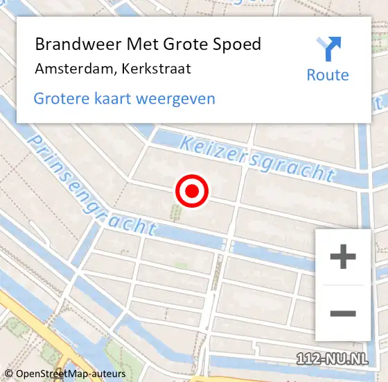 Locatie op kaart van de 112 melding: Brandweer Met Grote Spoed Naar Amsterdam, Kerkstraat op 21 mei 2024 10:30
