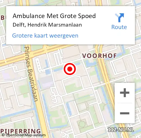 Locatie op kaart van de 112 melding: Ambulance Met Grote Spoed Naar Delft, Hendrik Marsmanlaan op 21 mei 2024 10:30