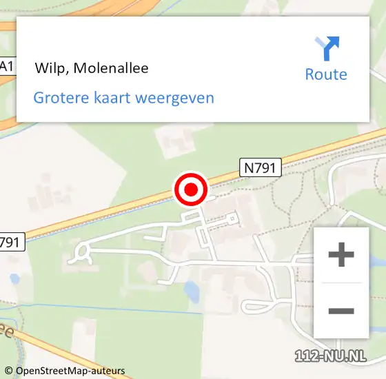 Locatie op kaart van de 112 melding:  Wilp, Molenallee op 6 oktober 2014 17:01