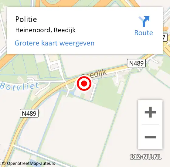 Locatie op kaart van de 112 melding: Politie Heinenoord, Reedijk op 21 mei 2024 10:32