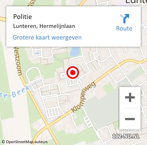 Locatie op kaart van de 112 melding: Politie Lunteren, Hermelijnlaan op 21 mei 2024 10:38
