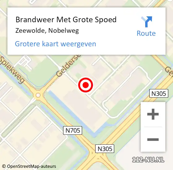 Locatie op kaart van de 112 melding: Brandweer Met Grote Spoed Naar Zeewolde, Nobelweg op 21 mei 2024 10:41