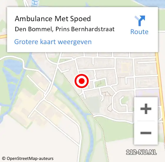 Locatie op kaart van de 112 melding: Ambulance Met Spoed Naar Den Bommel, Prins Bernhardstraat op 21 mei 2024 10:43