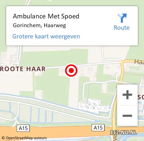 Locatie op kaart van de 112 melding: Ambulance Met Spoed Naar Gorinchem, Haarweg op 21 mei 2024 10:53