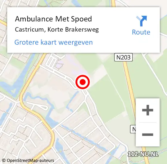 Locatie op kaart van de 112 melding: Ambulance Met Spoed Naar Castricum, Korte Brakersweg op 21 mei 2024 10:59