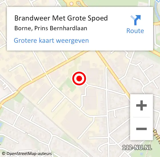 Locatie op kaart van de 112 melding: Brandweer Met Grote Spoed Naar Borne, Prins Bernhardlaan op 21 mei 2024 11:23