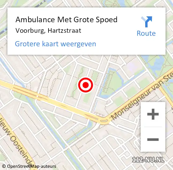 Locatie op kaart van de 112 melding: Ambulance Met Grote Spoed Naar Voorburg, Hartzstraat op 21 mei 2024 12:07