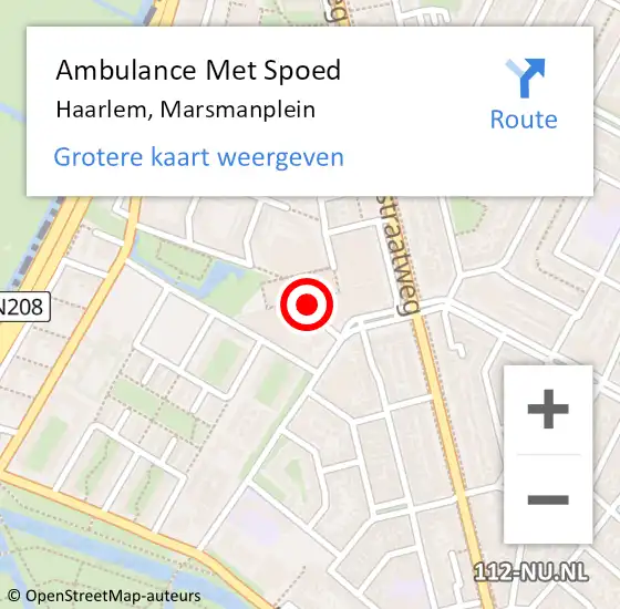 Locatie op kaart van de 112 melding: Ambulance Met Spoed Naar Haarlem, Marsmanplein op 21 mei 2024 12:09