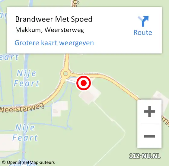 Locatie op kaart van de 112 melding: Brandweer Met Spoed Naar Makkum, Weersterweg op 21 mei 2024 12:20