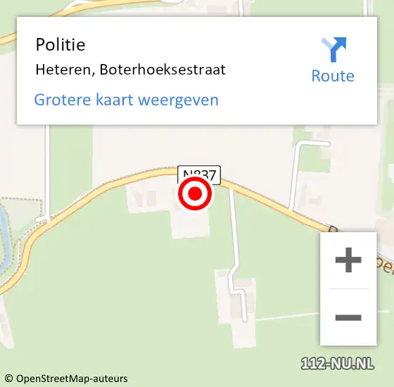 Locatie op kaart van de 112 melding: Politie Heteren, Boterhoeksestraat op 21 mei 2024 12:22