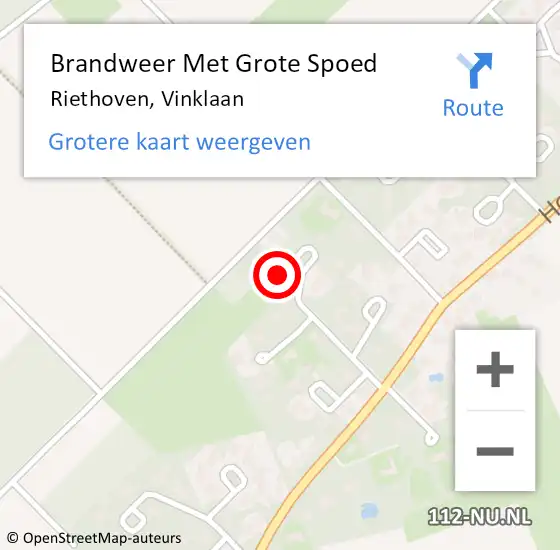 Locatie op kaart van de 112 melding: Brandweer Met Grote Spoed Naar Riethoven, Vinklaan op 21 mei 2024 12:34