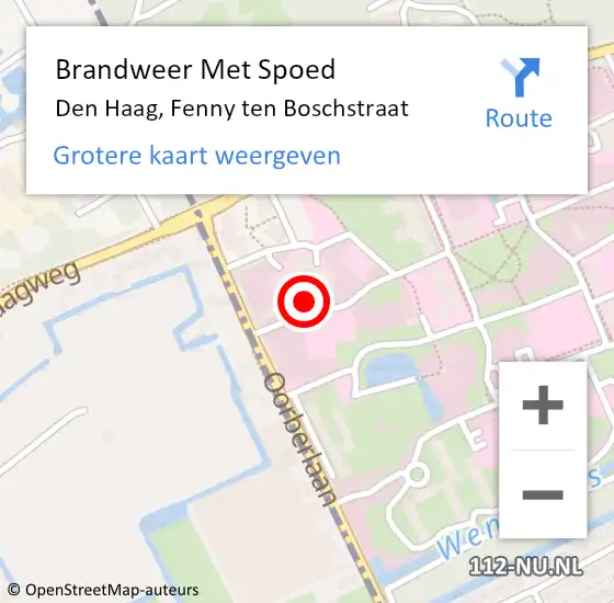 Locatie op kaart van de 112 melding: Brandweer Met Spoed Naar Den Haag, Fenny ten Boschstraat op 21 mei 2024 12:40